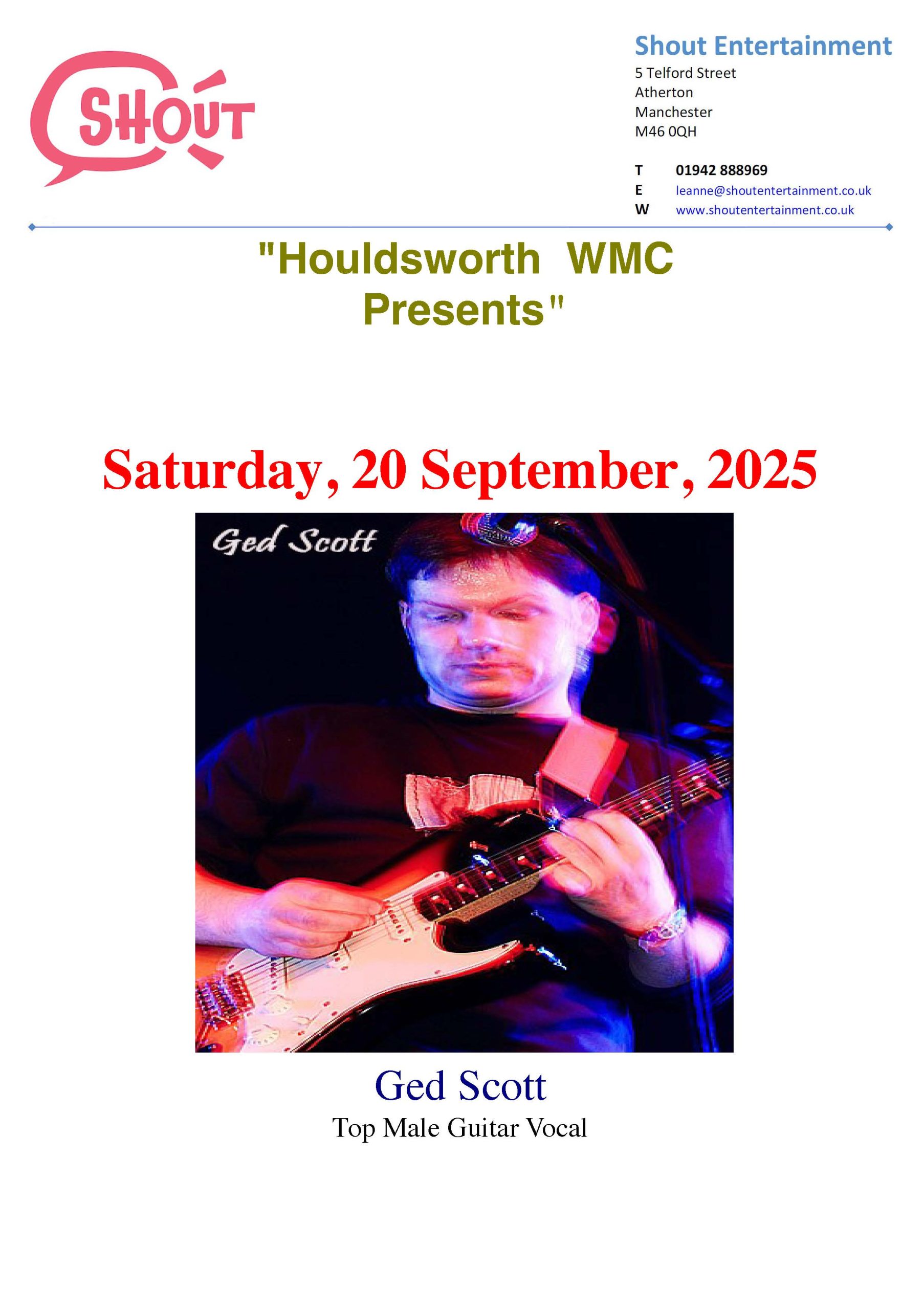 Ged Scott, Top male guitair vocalist